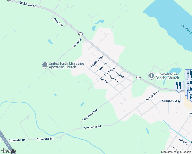 map of restaurants, bars, coffee shops, grocery stores, and more near 2305 3rd Avenue in Elizabethtown