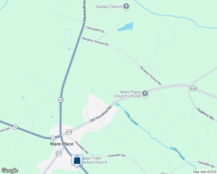 map of restaurants, bars, coffee shops, grocery stores, and more near in Ware Place