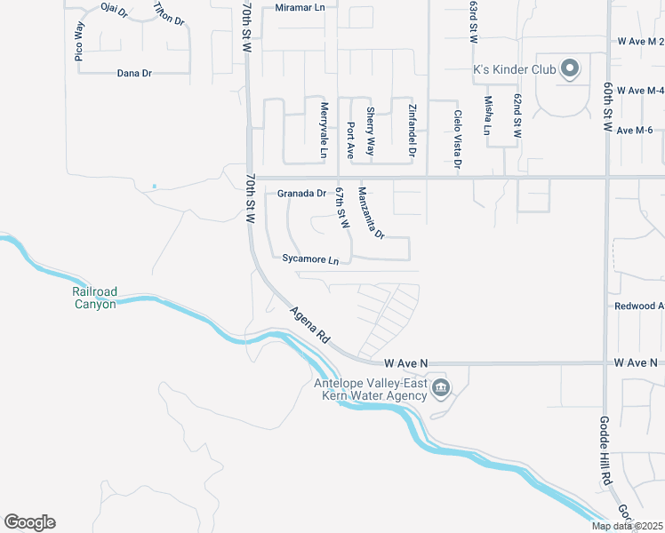 map of restaurants, bars, coffee shops, grocery stores, and more near 6720 Sycamore Lane in Palmdale