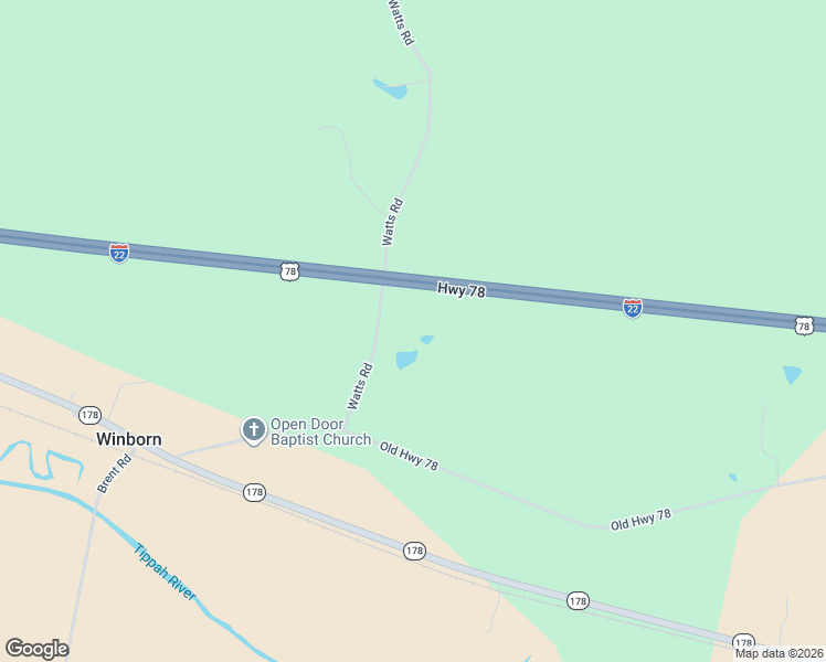 map of restaurants, bars, coffee shops, grocery stores, and more near 114 Watts Road in Hickory Flat