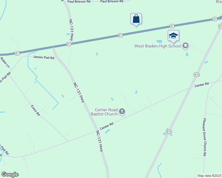 map of restaurants, bars, coffee shops, grocery stores, and more near 8817 North Carolina 41 in Bladenboro