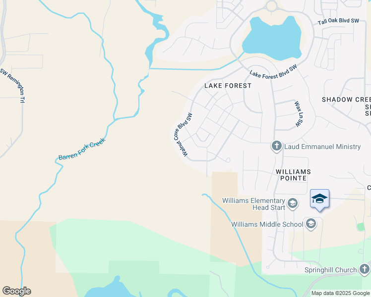 map of restaurants, bars, coffee shops, grocery stores, and more near 73 Walnut Cove Boulevard Southwest in Huntsville