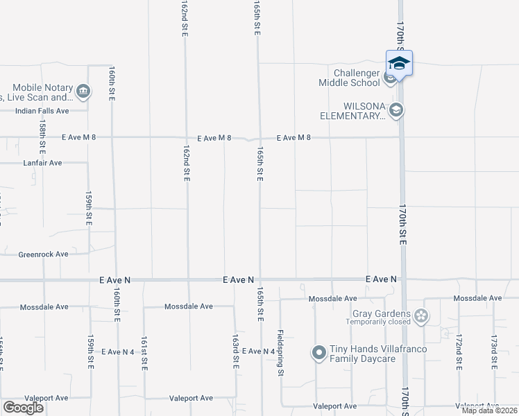 map of restaurants, bars, coffee shops, grocery stores, and more near East Avenue M 12 in Lake Los Angeles
