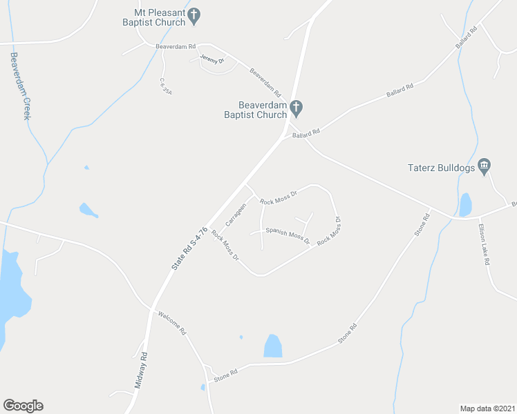 map of restaurants, bars, coffee shops, grocery stores, and more near 100 Irish Moss Drive in Williamston