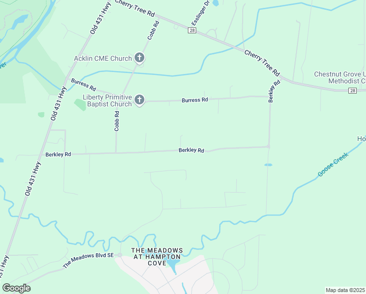 map of restaurants, bars, coffee shops, grocery stores, and more near 399 Berkley Road in Gurley