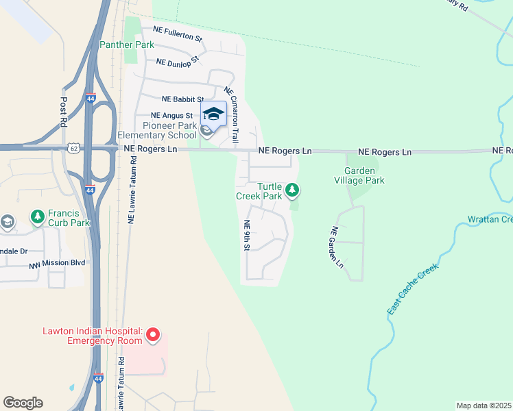 map of restaurants, bars, coffee shops, grocery stores, and more near 2701 Northeast Turtle Creek Drive in Lawton