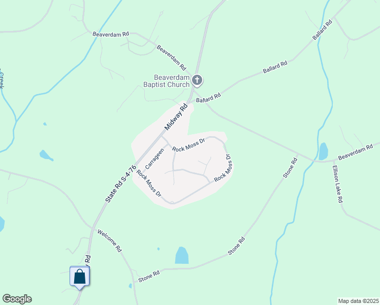 map of restaurants, bars, coffee shops, grocery stores, and more near 177 Rock Moss Drive in Williamston