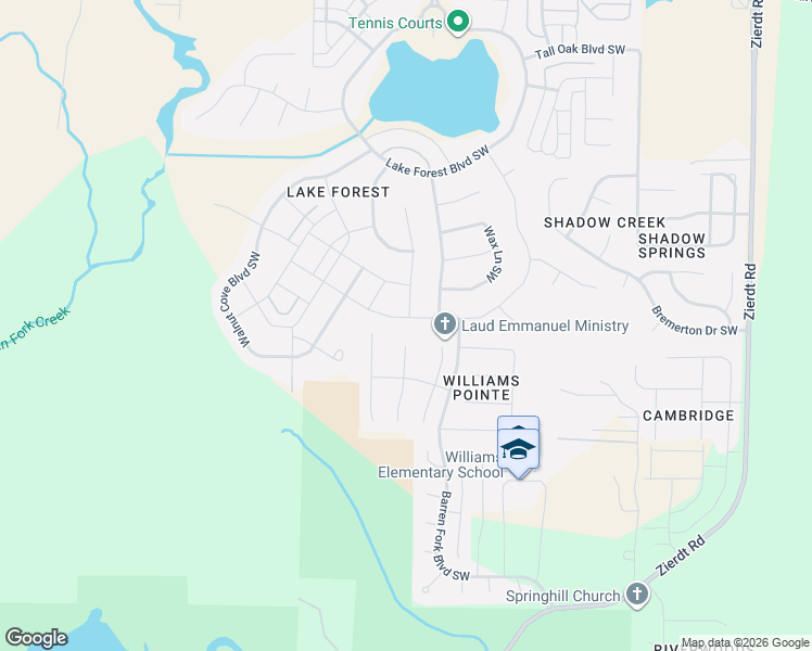 map of restaurants, bars, coffee shops, grocery stores, and more near 13 Youpon Drive Southwest in Huntsville