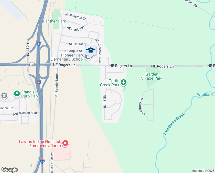 map of restaurants, bars, coffee shops, grocery stores, and more near 2703 Northeast Turtle Creek Drive in Lawton