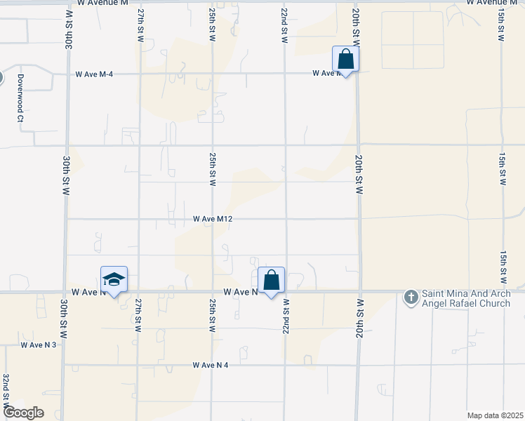 map of restaurants, bars, coffee shops, grocery stores, and more near 2241 West Avenue M12 in Palmdale