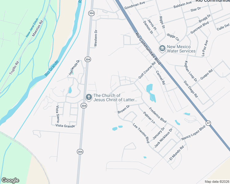 map of restaurants, bars, coffee shops, grocery stores, and more near 1605 Tommy Armour Court in Belen