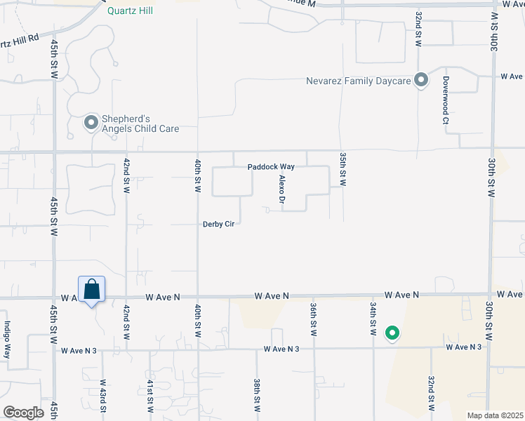 map of restaurants, bars, coffee shops, grocery stores, and more near 3715 West Avenue M in Lancaster