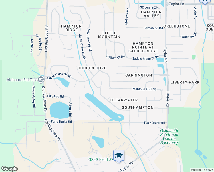 map of restaurants, bars, coffee shops, grocery stores, and more near 5053 Montauk Trail Southeast in Owens Cross Roads