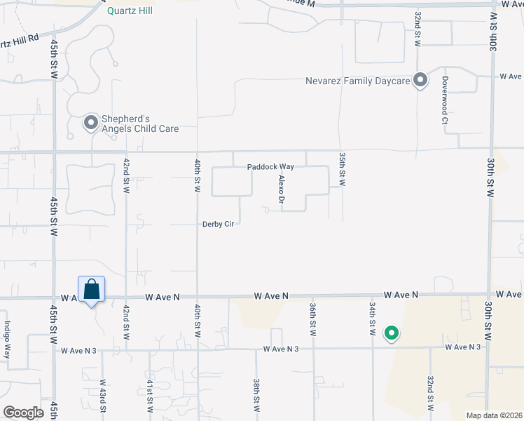 map of restaurants, bars, coffee shops, grocery stores, and more near 3715 West Avenue M in Lancaster