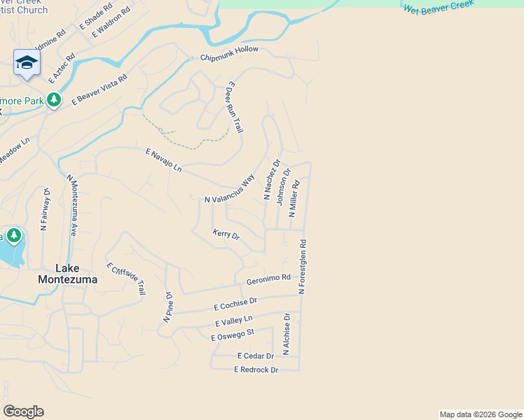 map of restaurants, bars, coffee shops, grocery stores, and more near 4825 East Lavin Lane in Lake Montezuma