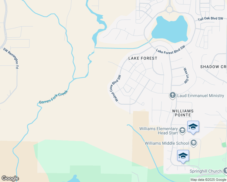 map of restaurants, bars, coffee shops, grocery stores, and more near 73 Walnut Cove Boulevard Southwest in Huntsville