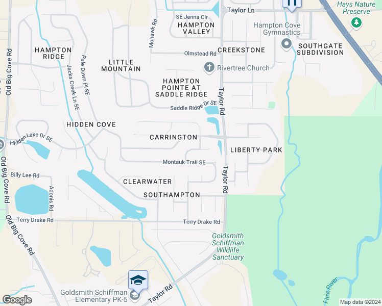 map of restaurants, bars, coffee shops, grocery stores, and more near 4808 Southeast Canterwood Drive in Owens Cross Roads