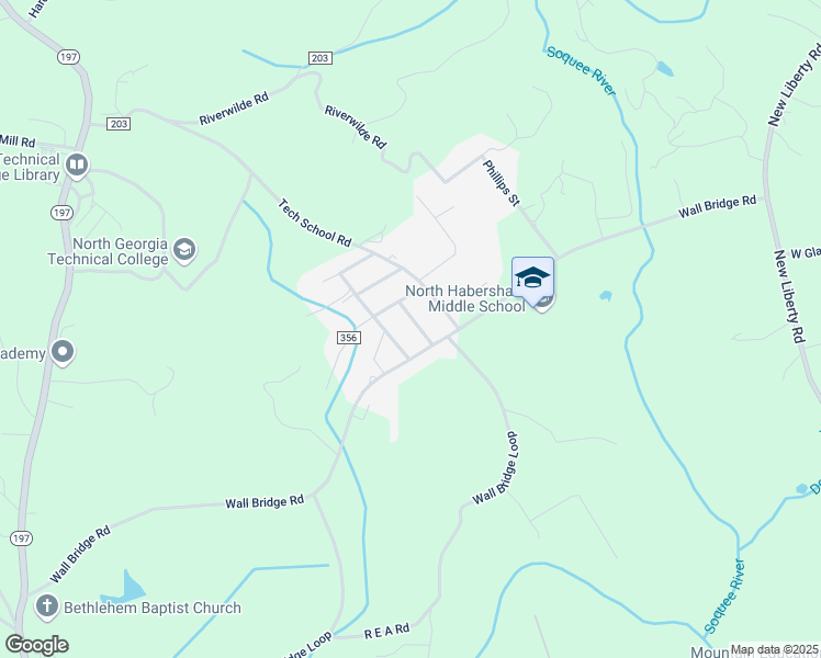 map of restaurants, bars, coffee shops, grocery stores, and more near 145 Golddust Avenue in Clarkesville