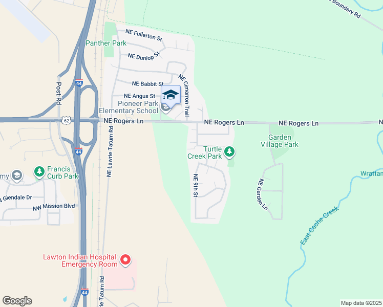 map of restaurants, bars, coffee shops, grocery stores, and more near 2703 Northeast Turtle Creek Drive in Lawton