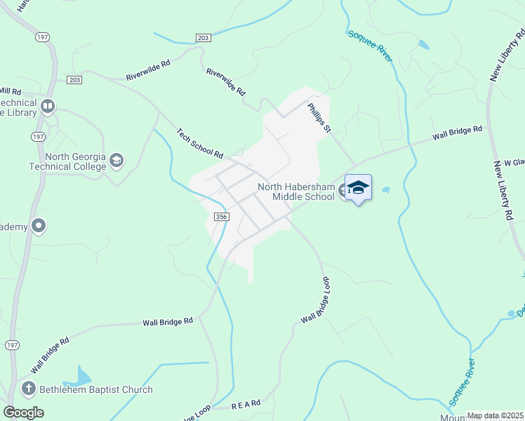 map of restaurants, bars, coffee shops, grocery stores, and more near 145 Golddust Avenue in Clarkesville