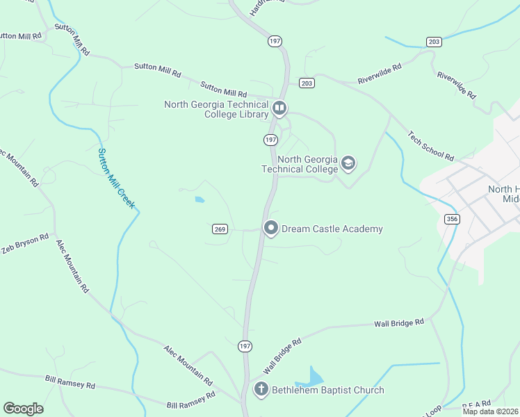 map of restaurants, bars, coffee shops, grocery stores, and more near 1435 Georgia 197 in Clarkesville