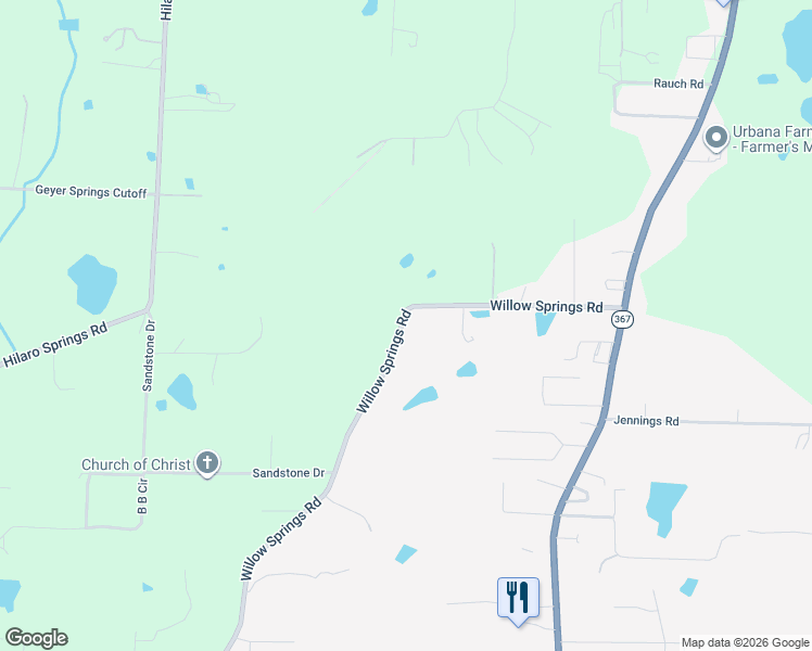 map of restaurants, bars, coffee shops, grocery stores, and more near 2815 Willow Springs Road in Little Rock