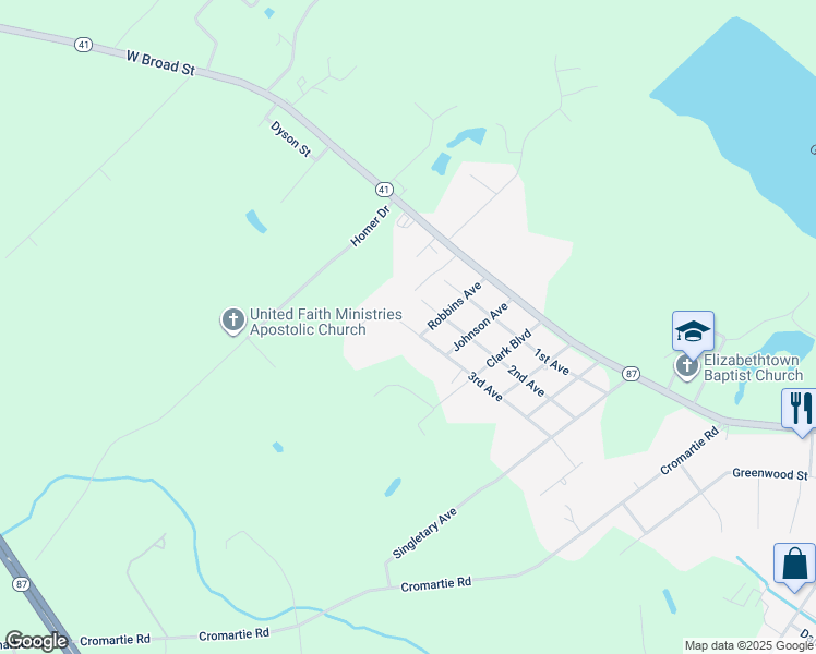 map of restaurants, bars, coffee shops, grocery stores, and more near 2505 3rd Avenue in Elizabethtown