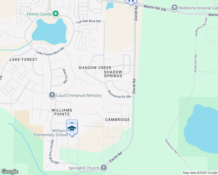 map of restaurants, bars, coffee shops, grocery stores, and more near 129 Wallhaven Drive Southwest in Huntsville