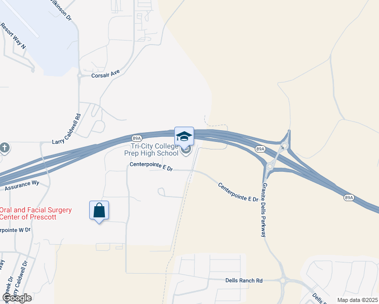 map of restaurants, bars, coffee shops, grocery stores, and more near 5522 Side Road in Prescott