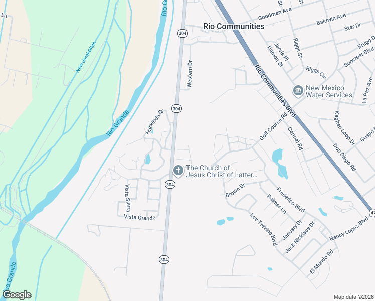 map of restaurants, bars, coffee shops, grocery stores, and more near 126 Vista Del Sol Drive in Belen