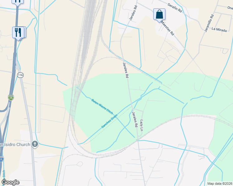 map of restaurants, bars, coffee shops, grocery stores, and more near 580 Jarales Road in Belen