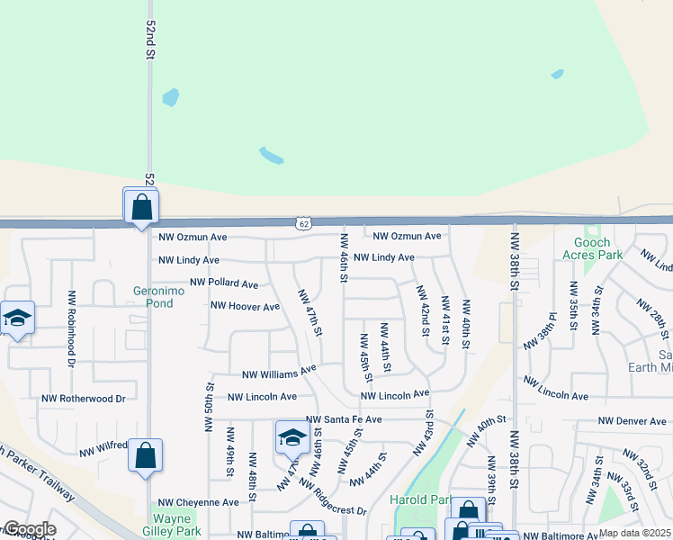 map of restaurants, bars, coffee shops, grocery stores, and more near 4602 Northwest Lindy Avenue in Lawton