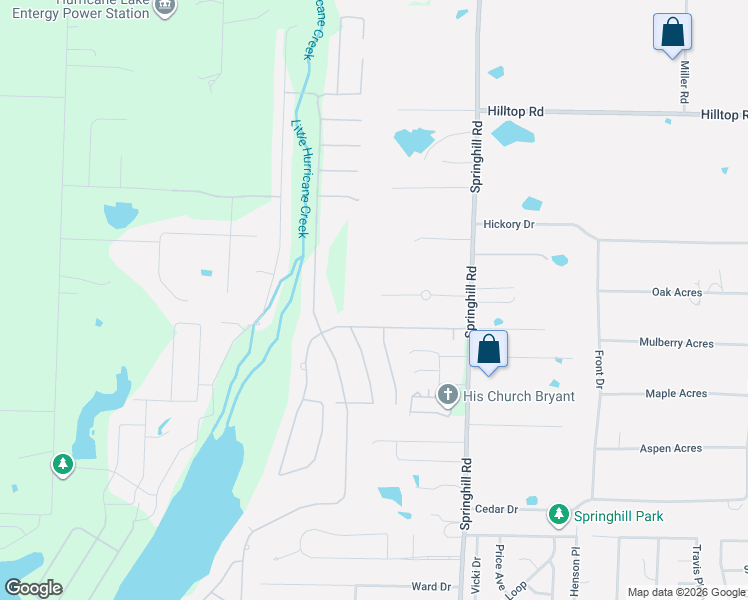 map of restaurants, bars, coffee shops, grocery stores, and more near 2700 Aberdeen Drive in Bryant