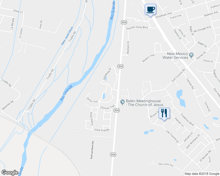 map of restaurants, bars, coffee shops, grocery stores, and more near 18 Comanche Trail in Rio Communities