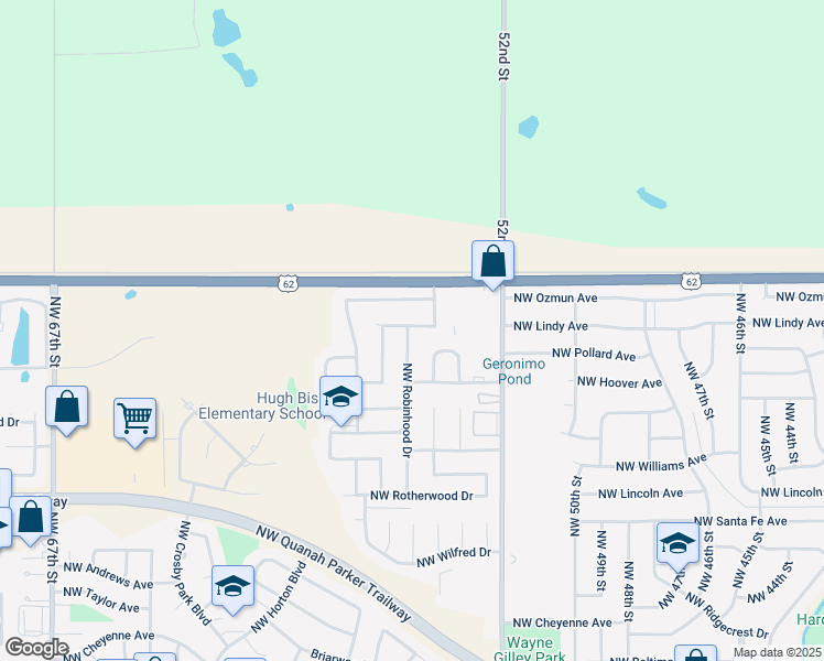map of restaurants, bars, coffee shops, grocery stores, and more near 5406 Northwest Sir Brian Avenue in Lawton
