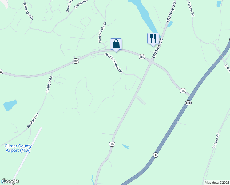 map of restaurants, bars, coffee shops, grocery stores, and more near 159 Hannah Drive in Ellijay