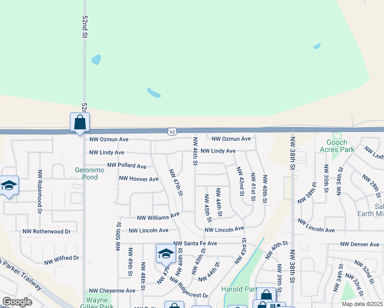 map of restaurants, bars, coffee shops, grocery stores, and more near 4602 Northwest Lindy Avenue in Lawton