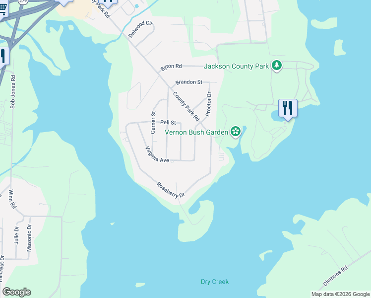 map of restaurants, bars, coffee shops, grocery stores, and more near 2113 Pell Street in Scottsboro