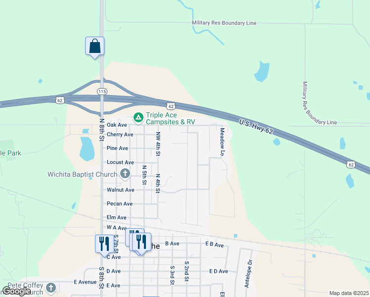 map of restaurants, bars, coffee shops, grocery stores, and more near 202 Northwest Cherry Avenue in Cache