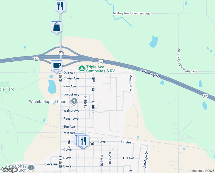 map of restaurants, bars, coffee shops, grocery stores, and more near 204 Northwest Cherry Avenue in Cache