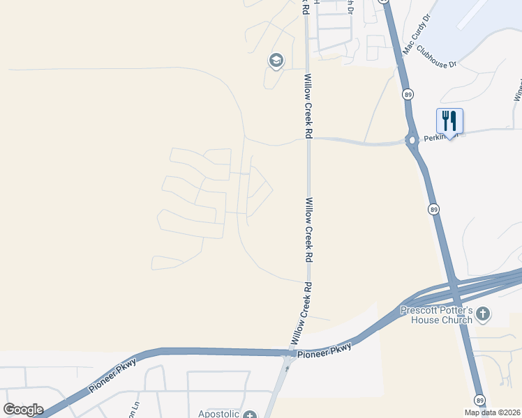 map of restaurants, bars, coffee shops, grocery stores, and more near 1268 Deadwood Lane in Prescott