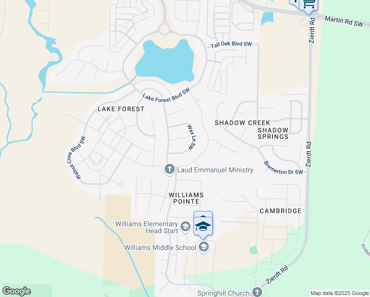 map of restaurants, bars, coffee shops, grocery stores, and more near 22 Wax Lane Southwest in Huntsville