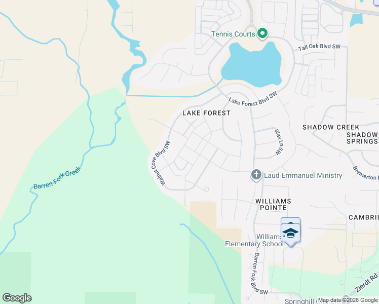 map of restaurants, bars, coffee shops, grocery stores, and more near 22 Queensland Drive Southwest in Huntsville