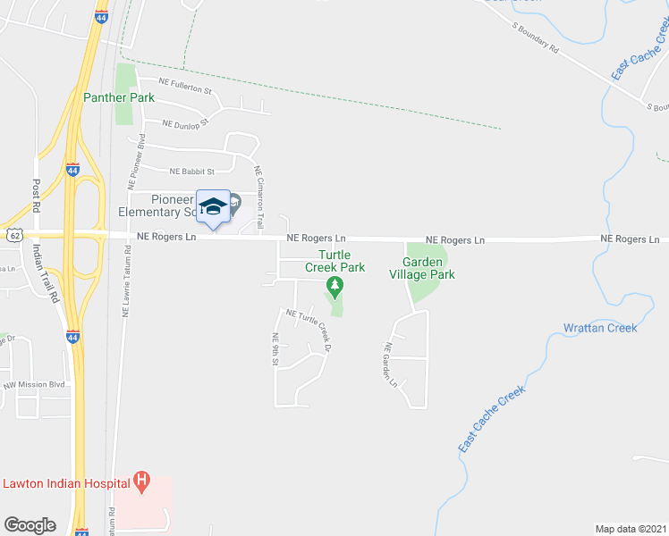 map of restaurants, bars, coffee shops, grocery stores, and more near 921 Northeast Tortoise Drive in Lawton