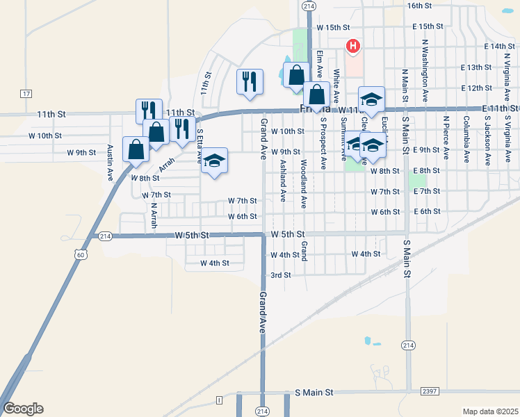 map of restaurants, bars, coffee shops, grocery stores, and more near 603 Grand Avenue in Friona
