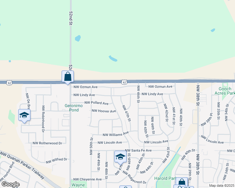 map of restaurants, bars, coffee shops, grocery stores, and more near 4627 Northwest Lindy Avenue in Lawton