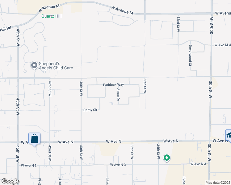 map of restaurants, bars, coffee shops, grocery stores, and more near 41507 Alexo Drive in Lancaster
