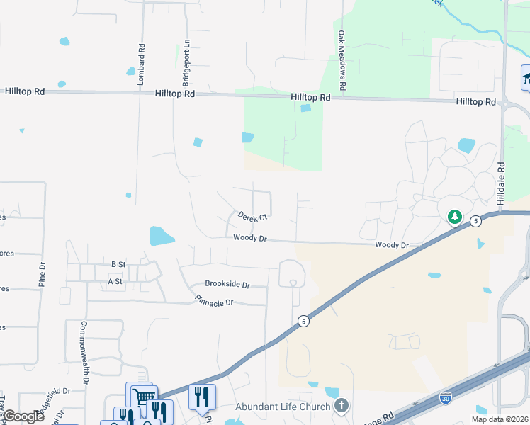 map of restaurants, bars, coffee shops, grocery stores, and more near 4602 Meadow Ridge Lane in Alexander