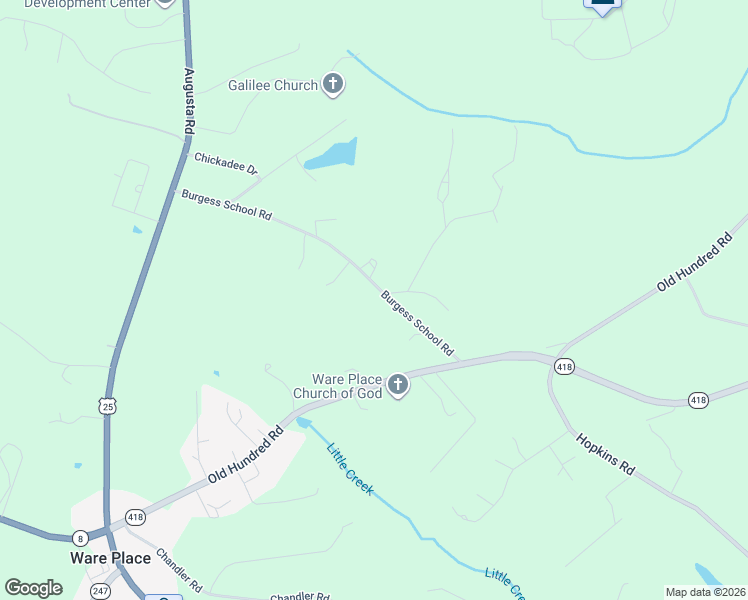 map of restaurants, bars, coffee shops, grocery stores, and more near 300 Burgess School Road in Pelzer