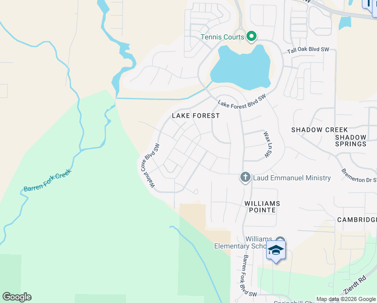 map of restaurants, bars, coffee shops, grocery stores, and more near 25 Nutcracker Lane Southwest in Huntsville
